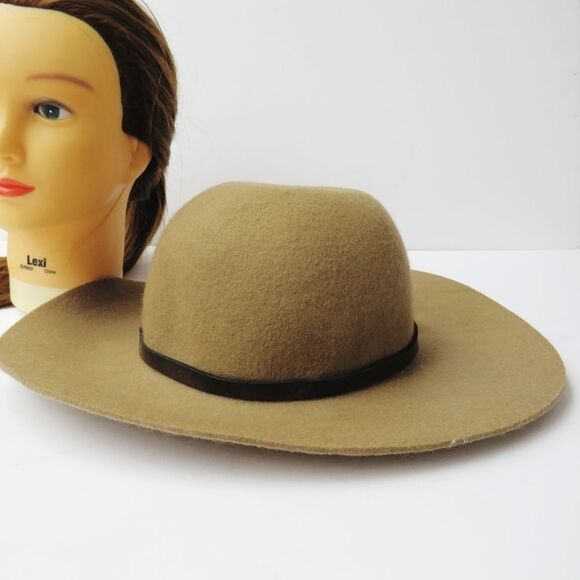 Nordstrom Wool Tan Camel Heathered Wide Brim Floppy Hat - Picture 3 of 9